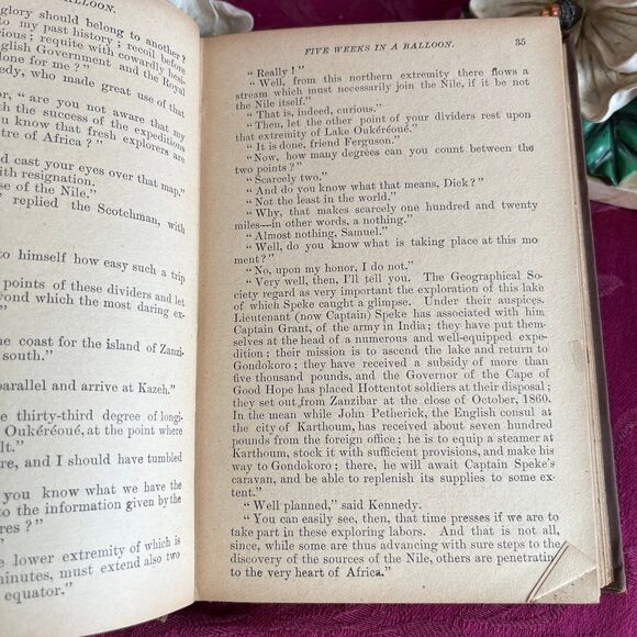 Ca 1899 Five Weeks in a Balloon by Jules Verne, Antique Book, William L. Allison - Picture 5 of 10